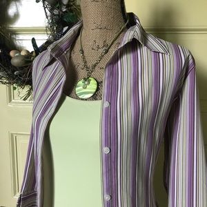 Vertical striped 3/4 sleeve plus matching tank M